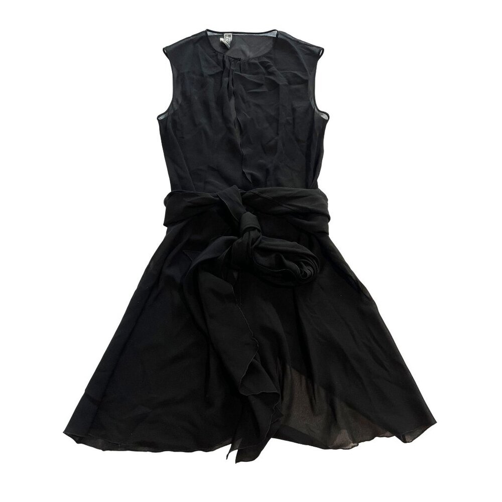 Vintage 1990s Gianni Versace Sheer Silk Chiffon Wrap Mini Dress in Black